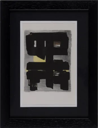 镂版印刷 Soulages (After) - Gouaches et gravures (E), 1957 - Framed!