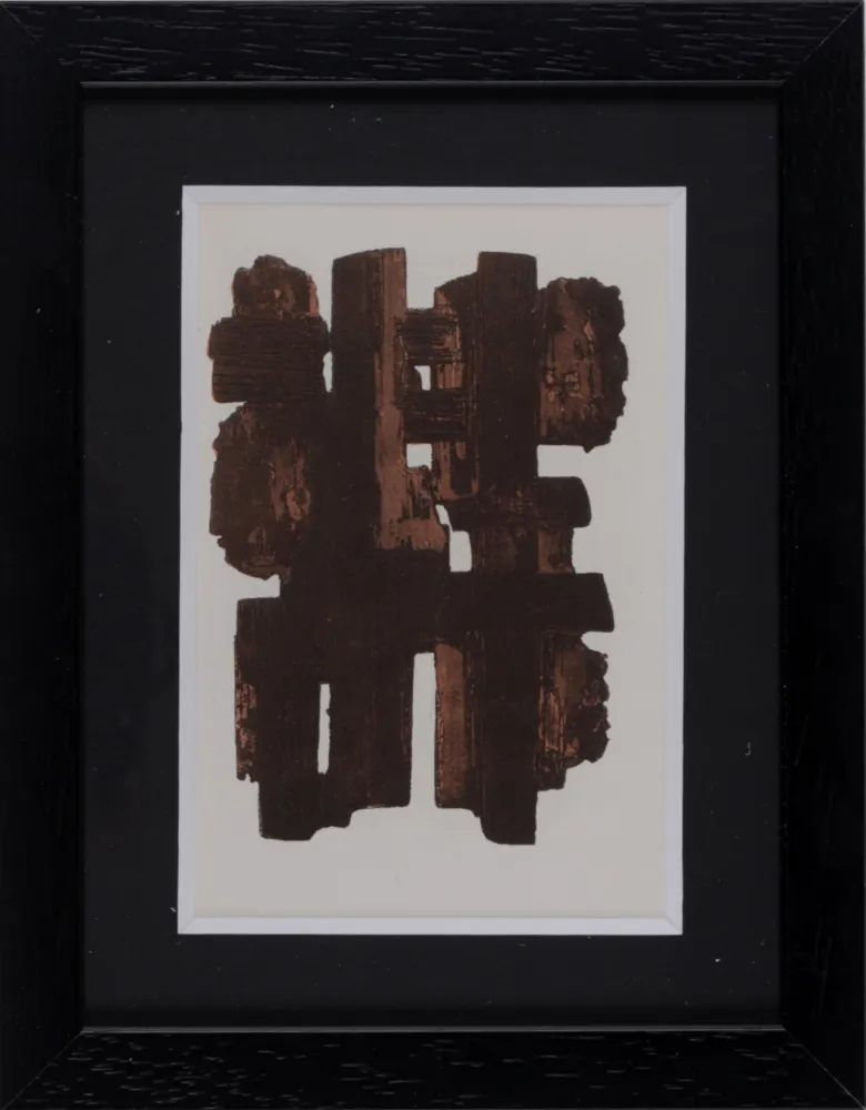 镂版印刷 Soulages (After) - Gouaches et gravures (J), 1957 - Framed!