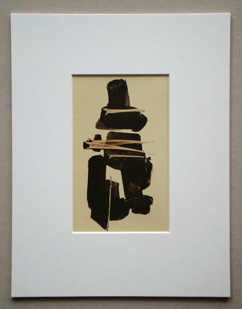 胶版印刷 Soulages (After) - Lavis au brou de noix