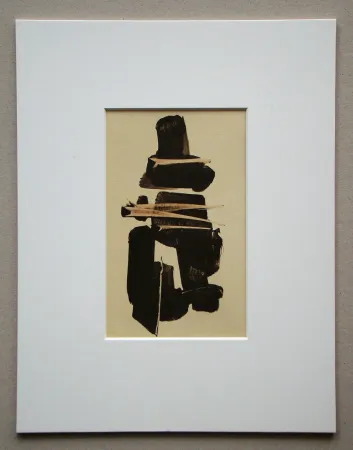 胶版印刷 Soulages (After) - Lavis au brou de noix