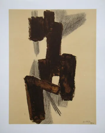 石版画 Soulages (After) - Peinture sur papier - 1950
