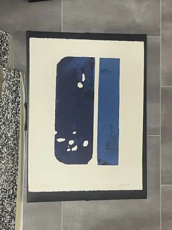 版画 Soulages - Eau forte bleue XXX (1974)