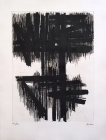 蚀刻版画 Soulages - Eau forte n° 6
