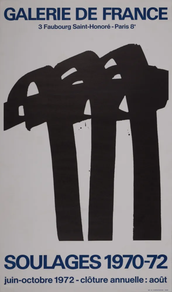石版画 Soulages - Galerie de France, 1972 - Scarce!