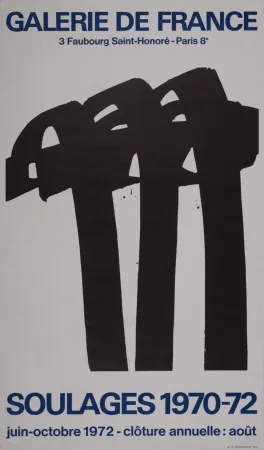 石版画 Soulages - Galerie de France, 1972 - Scarce!