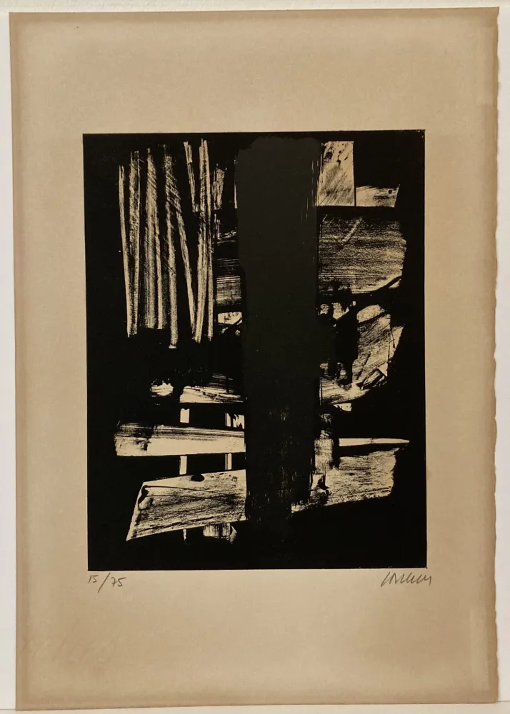 石版画 Soulages - Lithographie n° 9, 1959. Signée et numérotée. 