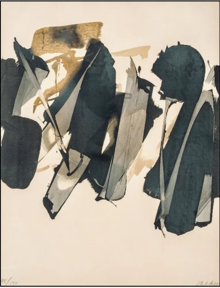 石版画 Soulages - Lithographie n°14 – 1964