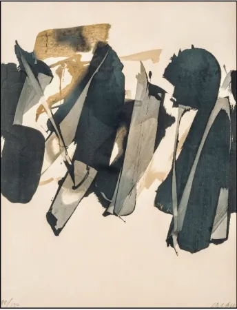石版画 Soulages - Lithographie n°14 – 1964