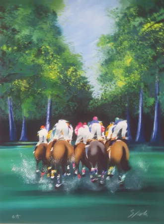 石版画 Spahn - Course hippique