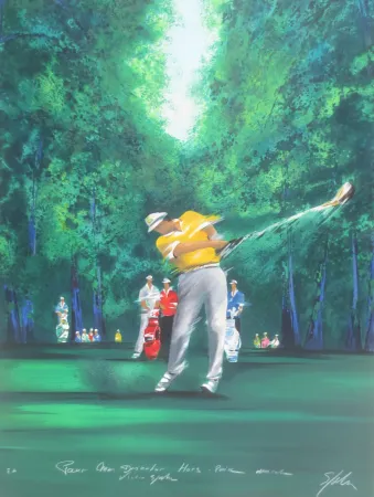 石版画 Spahn - Golfeur jaune II