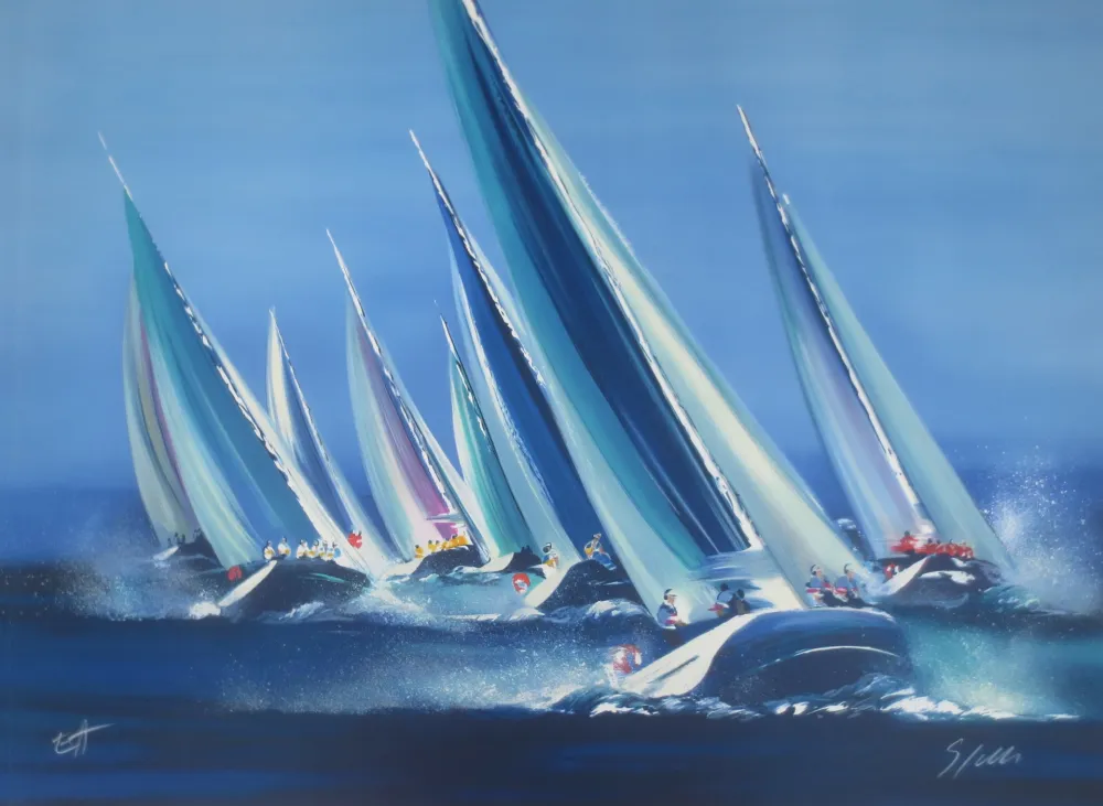 石版画 Spahn - Régates