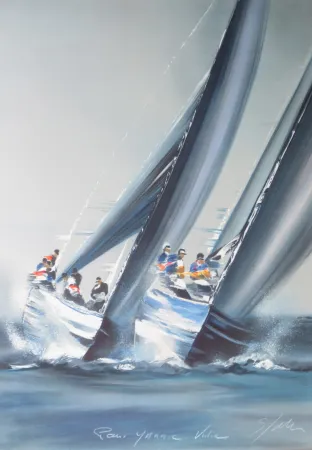 石版画 Spahn - Voile grise verticale