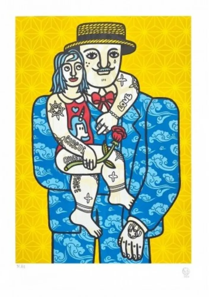 石版画 Speedy Graphito - L'homme et l'enfant