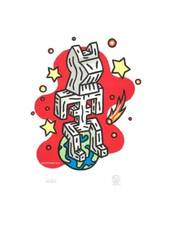 石版画 Speedy Graphito - Seul au monde
