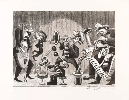 石版画 Spiegelman - Silent Six (Black and White)
