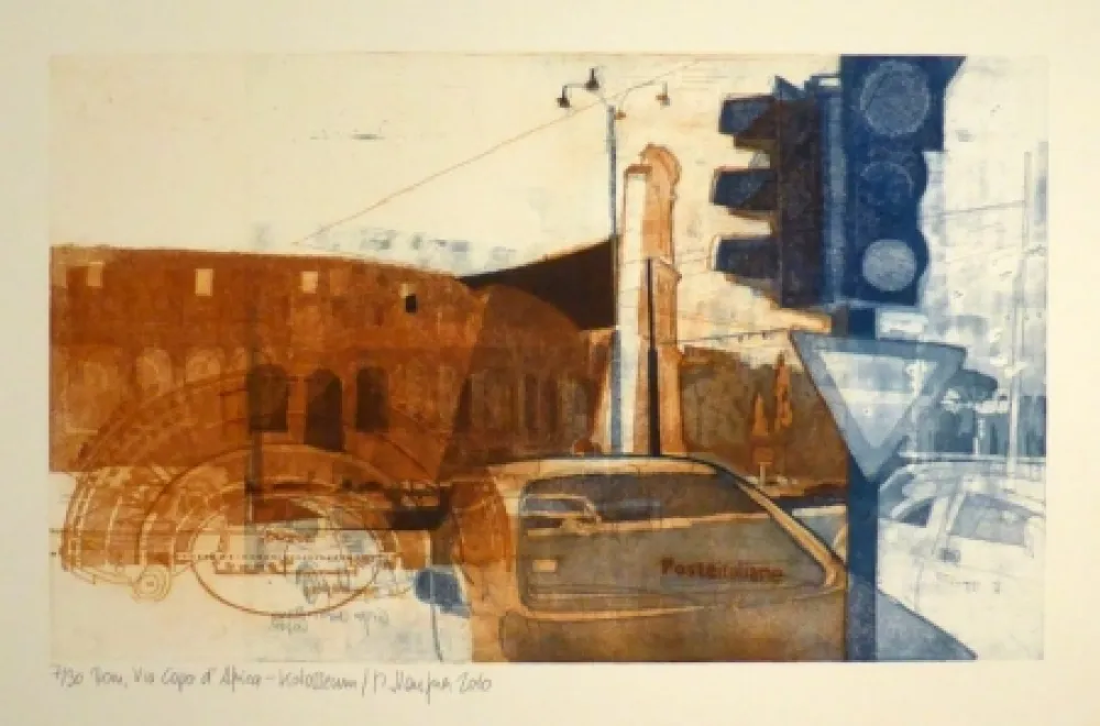 蚀刻版画 Staufner - Rom, Via Kapo d'Africa – Kolosseum