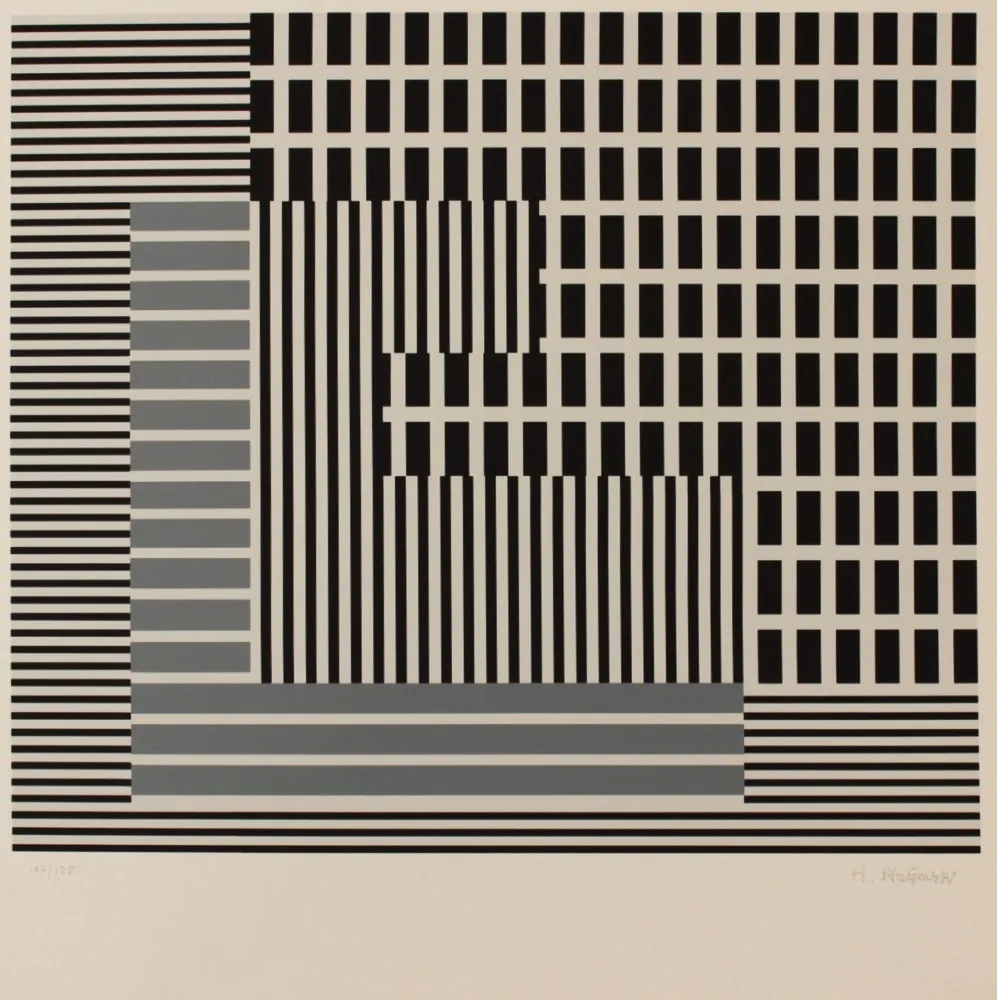 石版画 Stazewski - LATTICE COMPOSITION - EXACTA FROM CONSTRUCTIVISM TO SYSTEMATIC ART 1918-1985