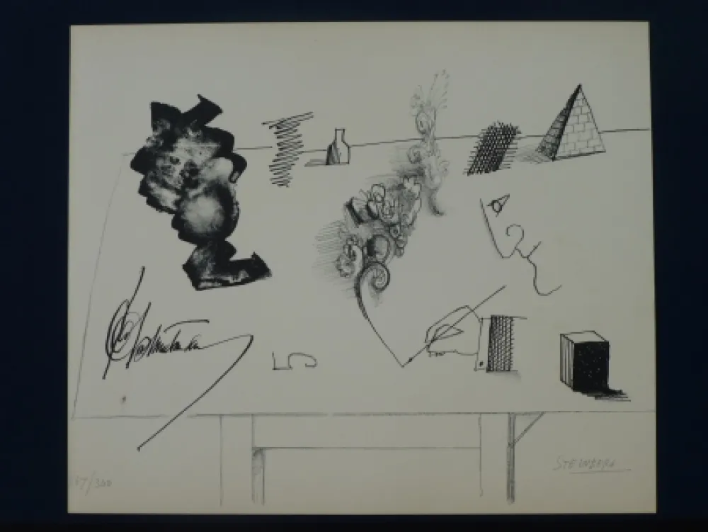 石版画 Steinberg - Le masque ,1966