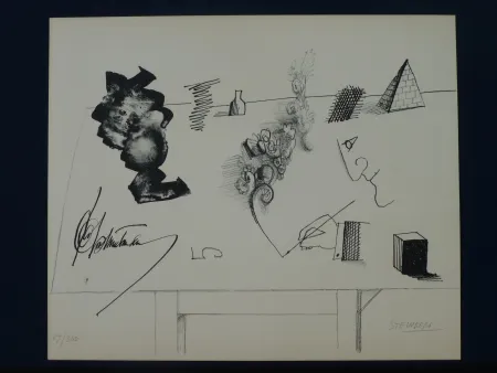 石版画 Steinberg - Le masque ,1966