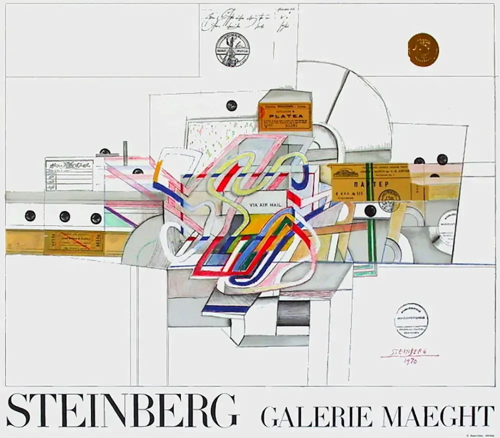 海报 Steinberg - STEINBERG 1970. Galerie Maeght. Affiche en lithographie.