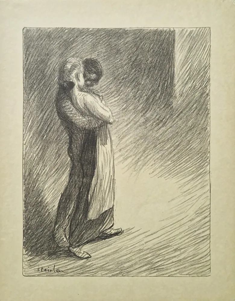 石版画 Steinlen - Il bacio