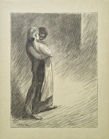 石版画 Steinlen - Il bacio