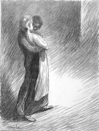 石版画 Steinlen - Il bacio