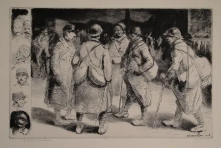 干刻版画 Steinlen - Permissionaires no 1