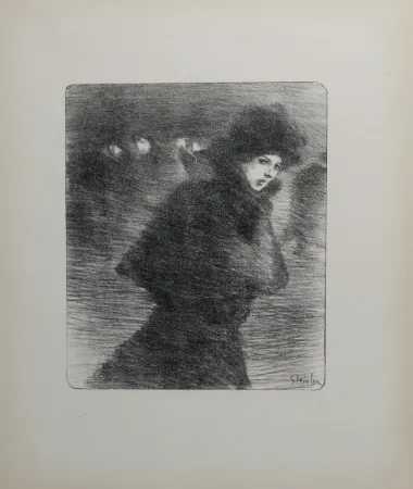 石版画 Steinlen - Une femme qui passe, 1896