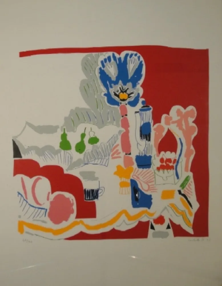 石版画 Stocker - Rotes Stillleben II