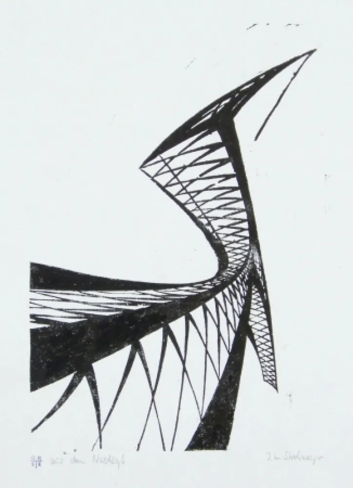 油毡版画 Strohmeyer - Kran (Crane)