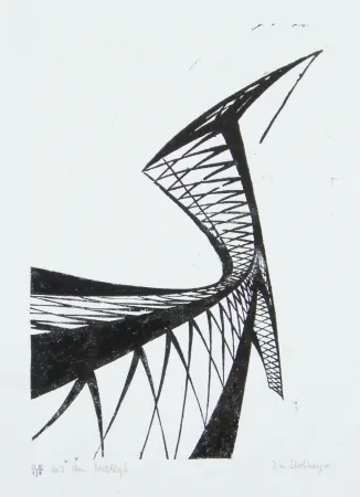 油毡版画 Strohmeyer - Kran (Crane)
