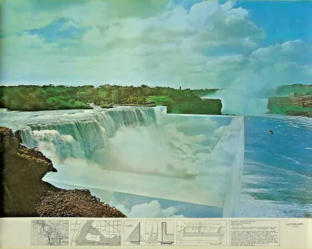 石版画 Superstudio - Niagara o l'architettura riflessa