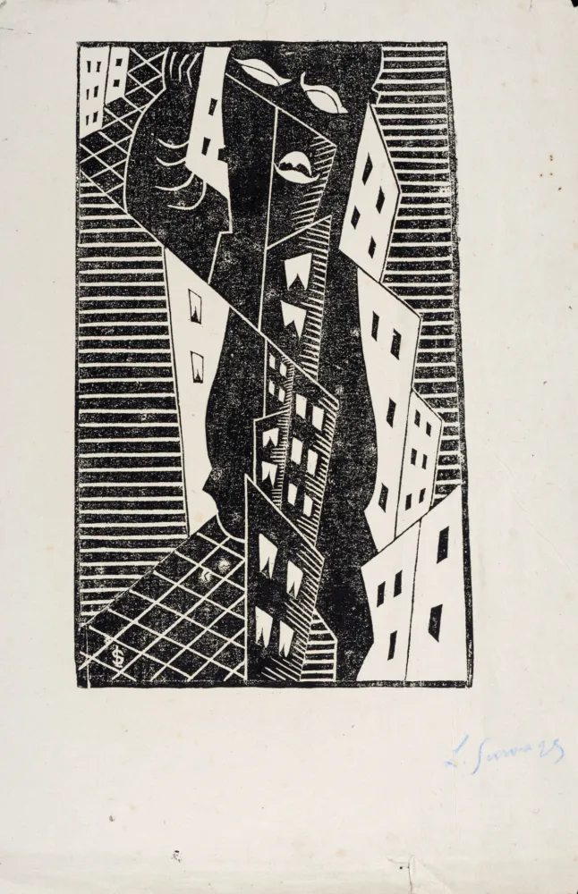 木刻 Survage - Composition surréaliste (E), c. 1930s