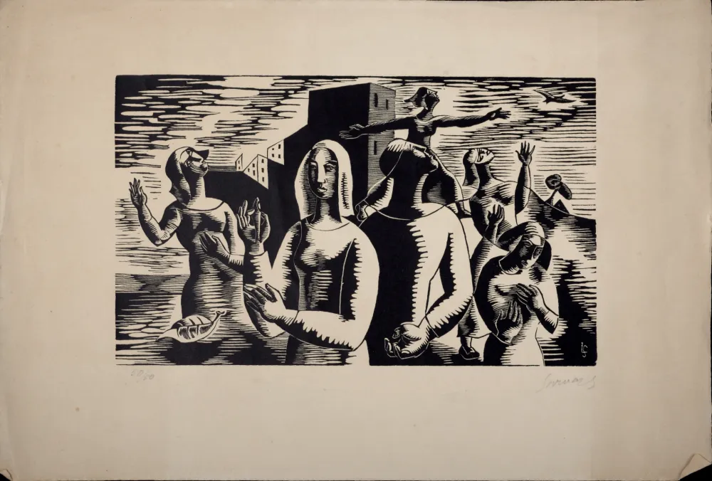 木刻 Survage - Composition surréaliste (F), c. 1930s