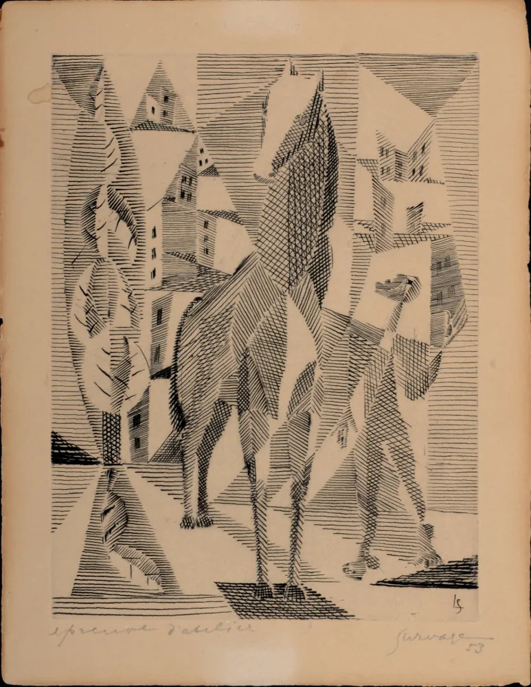 蚀刻版画 Survage - Composition surréaliste (H), 1953