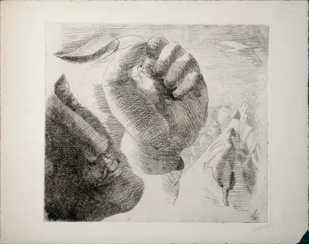 蚀刻版画 Survage - Composition surréaliste (J), 1913 - Hand-signed - Very scarce!