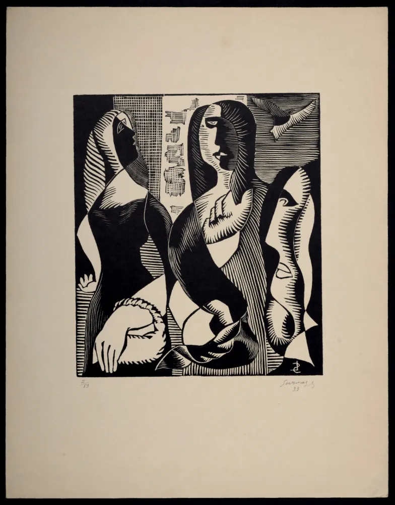 木刻 Survage - Composition surréaliste, XXIII (1), 1933