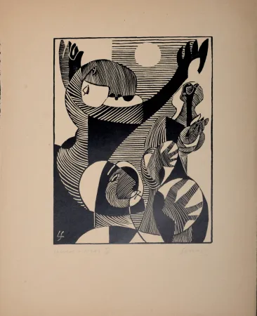 木刻 Survage - Composition surréaliste XXIV (2), 1934