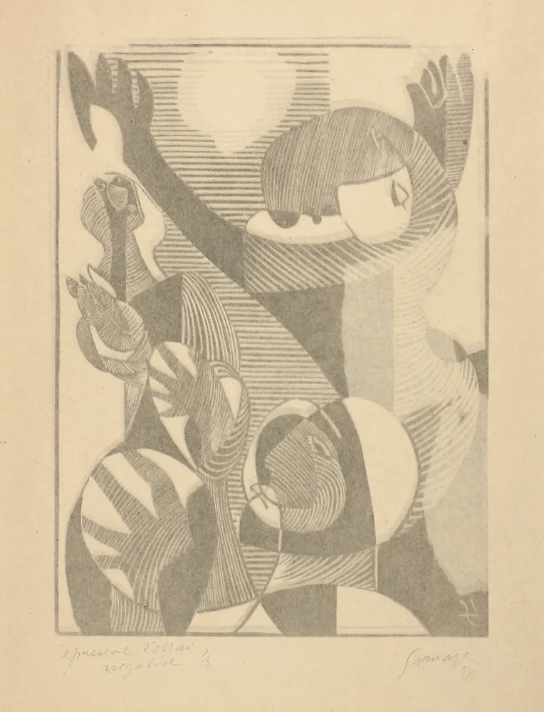 单版画 Survage - épreuve d'essai négative