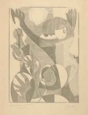 单版画 Survage - épreuve d'essai négative