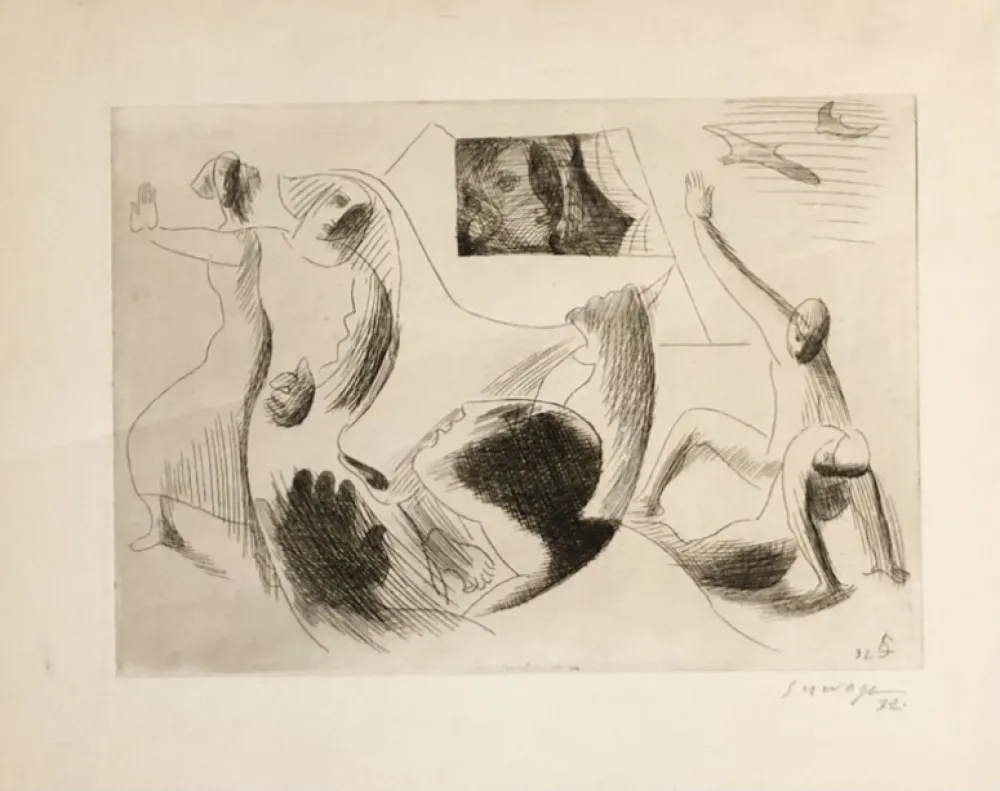 版画 Survage - Femme à la fenêtre