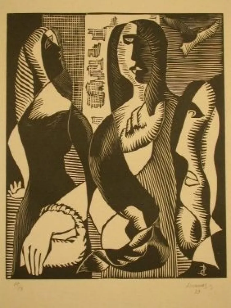 木刻 Survage - Femmes Cubistique