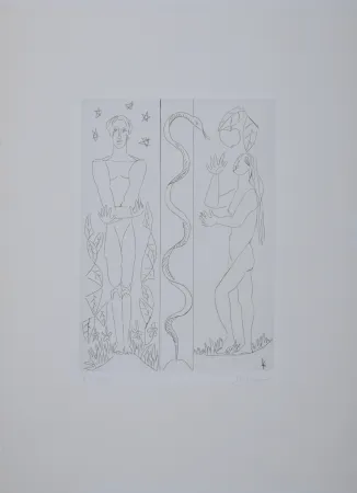 版画 Survage - Jardin d'Eden : Adam et Eve, vers 1930 - Hand-signed