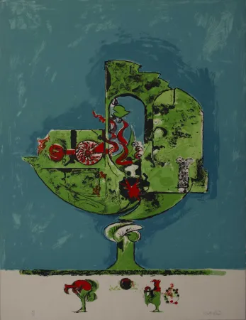 石版画 Sutherland - Flammes dans une forme de roche I