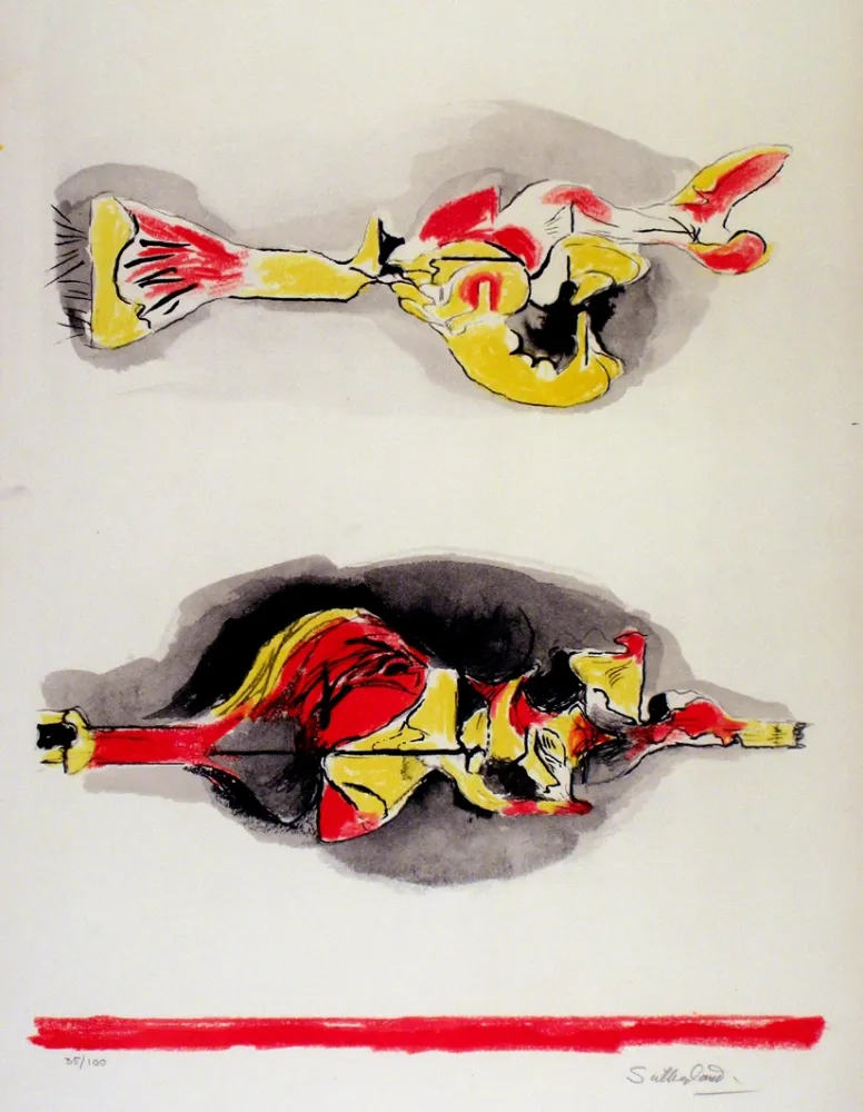 石版画 Sutherland - Formes volantes et flottantes