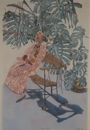 石版画 Szafran - Lilette à la chaise de Gaudi.