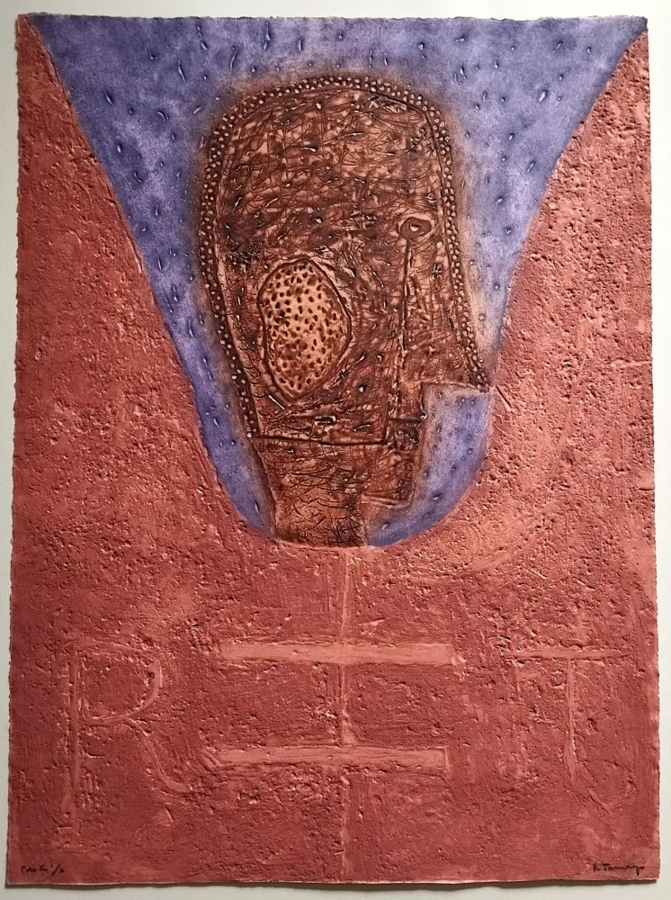 金刚砂版画 Tamayo - Cabeza con iniciales