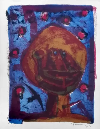 石版画 Tamayo - Cabeza con pajaros (1958