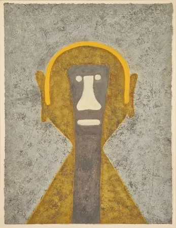 版画 Tamayo - Cabeza en Amarillo